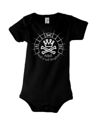 Babystrampler schwarz Logo weiss
